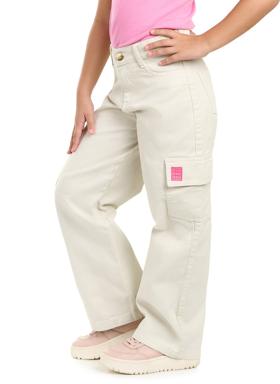 Calça Wide Leg Cargo Infantil Menina Trajadinhos