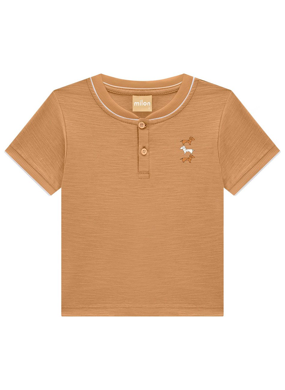 Conjunto Camisa em Flamê e Bermuda em Malha Canelada Infantil