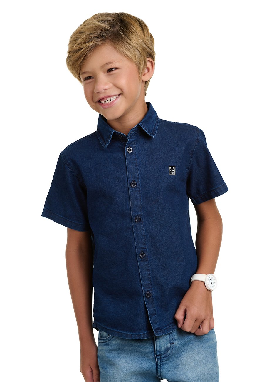 Camisa Jeans Infantil Menino Trajadinhos