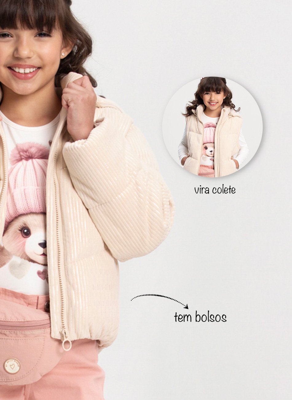 Jaqueta Infantil Menina - Alakazoo - Bege
