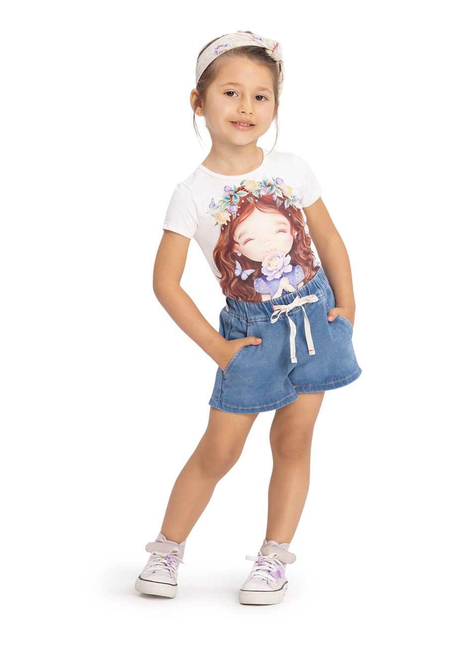 Blusa Malha Modelli Infantil Menina - Alakazoo - Roxo Claro