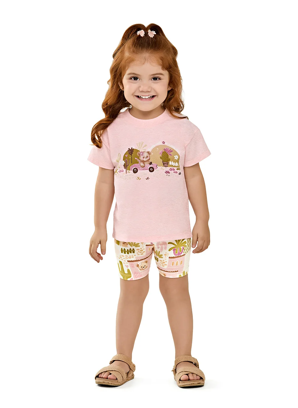 Conjunto Blusa e Shorts Ciclista Cotton Infantil Menina Elian