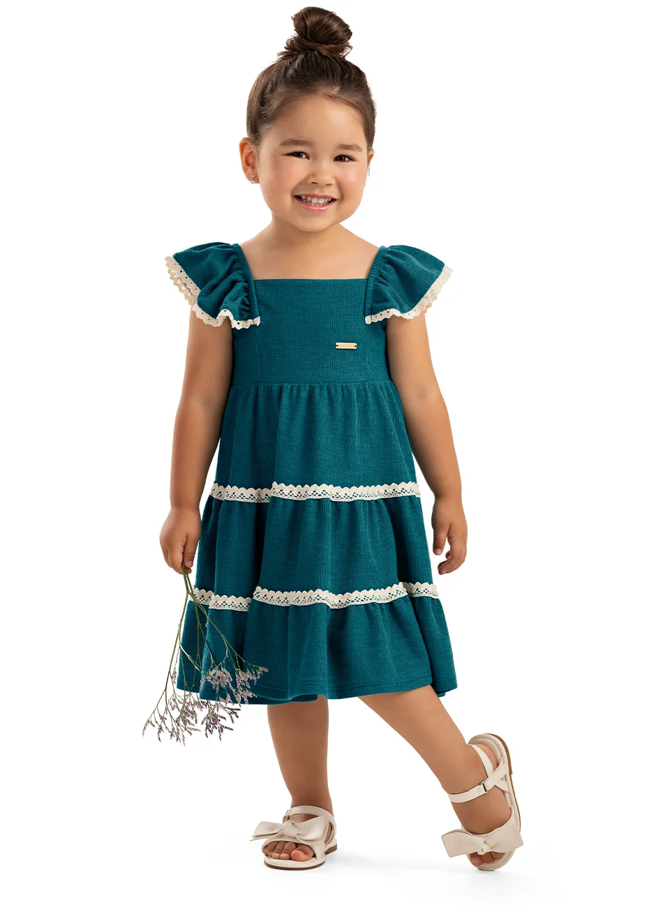 Vestido em Malha Tricô Mesclada Infantil Menina Colorittá