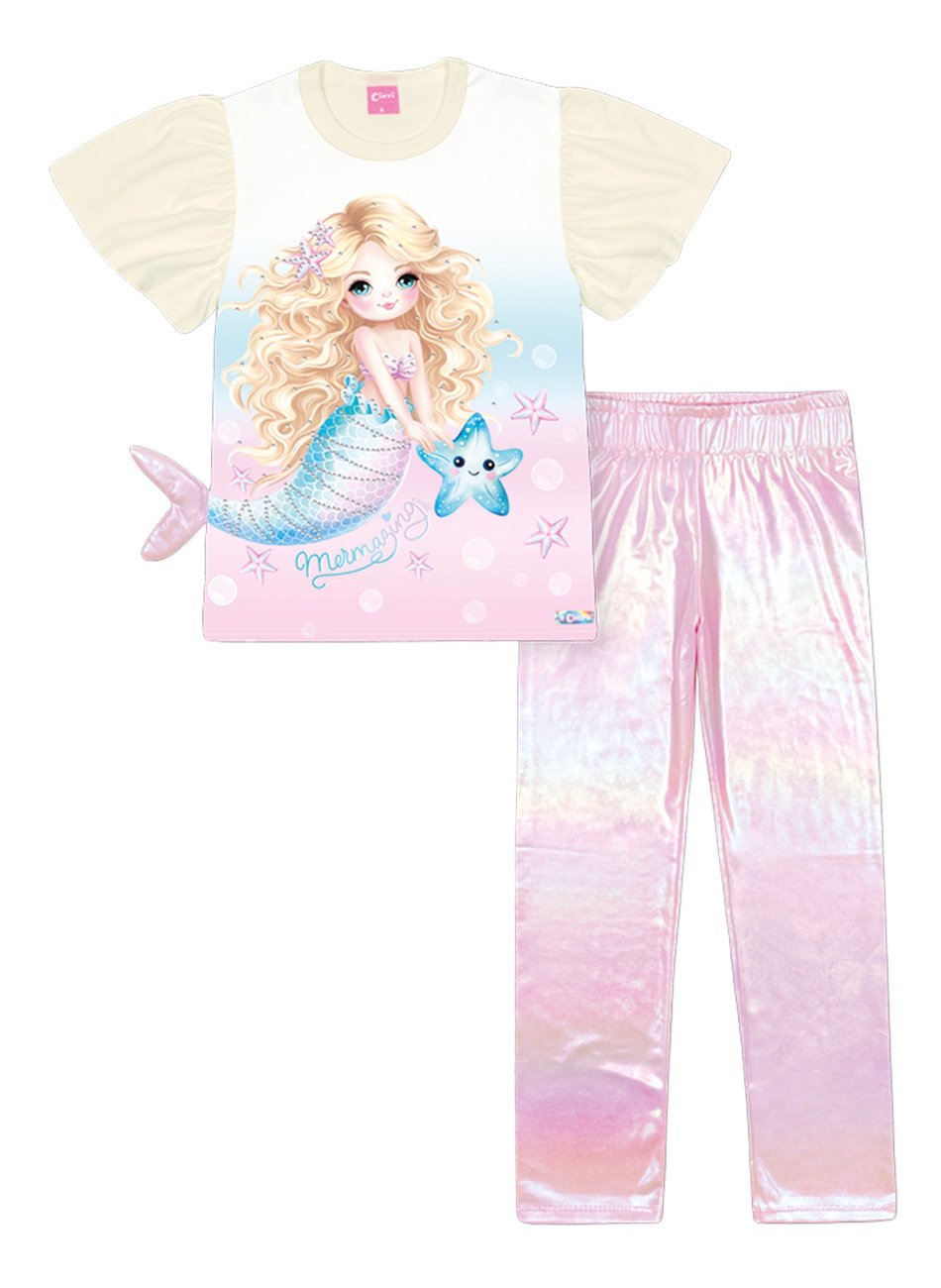 Conjunto Blusa Meia Malha e Legging Infantil Menina Cinti Off