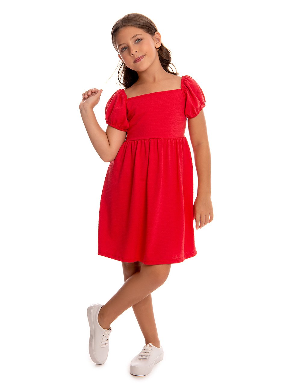 Vestido em malha infantil vermelho