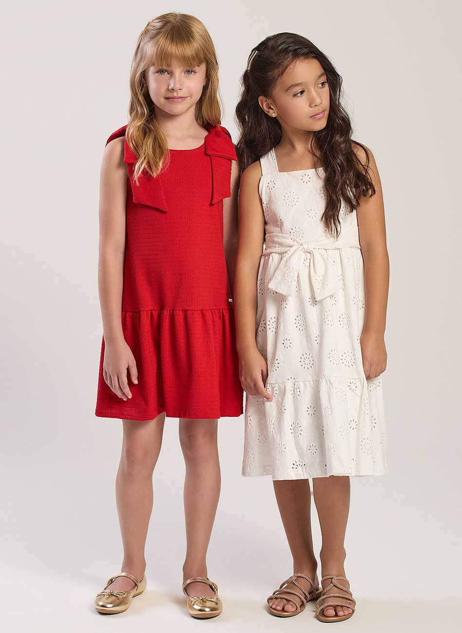 Vestido Meia Malha Laise Infantil Menina - TMX - Branco
