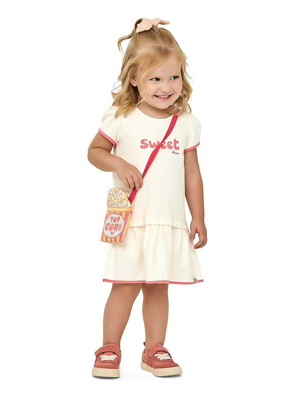 Vestido em Malha Botanê Infantil Menina Elian Off White