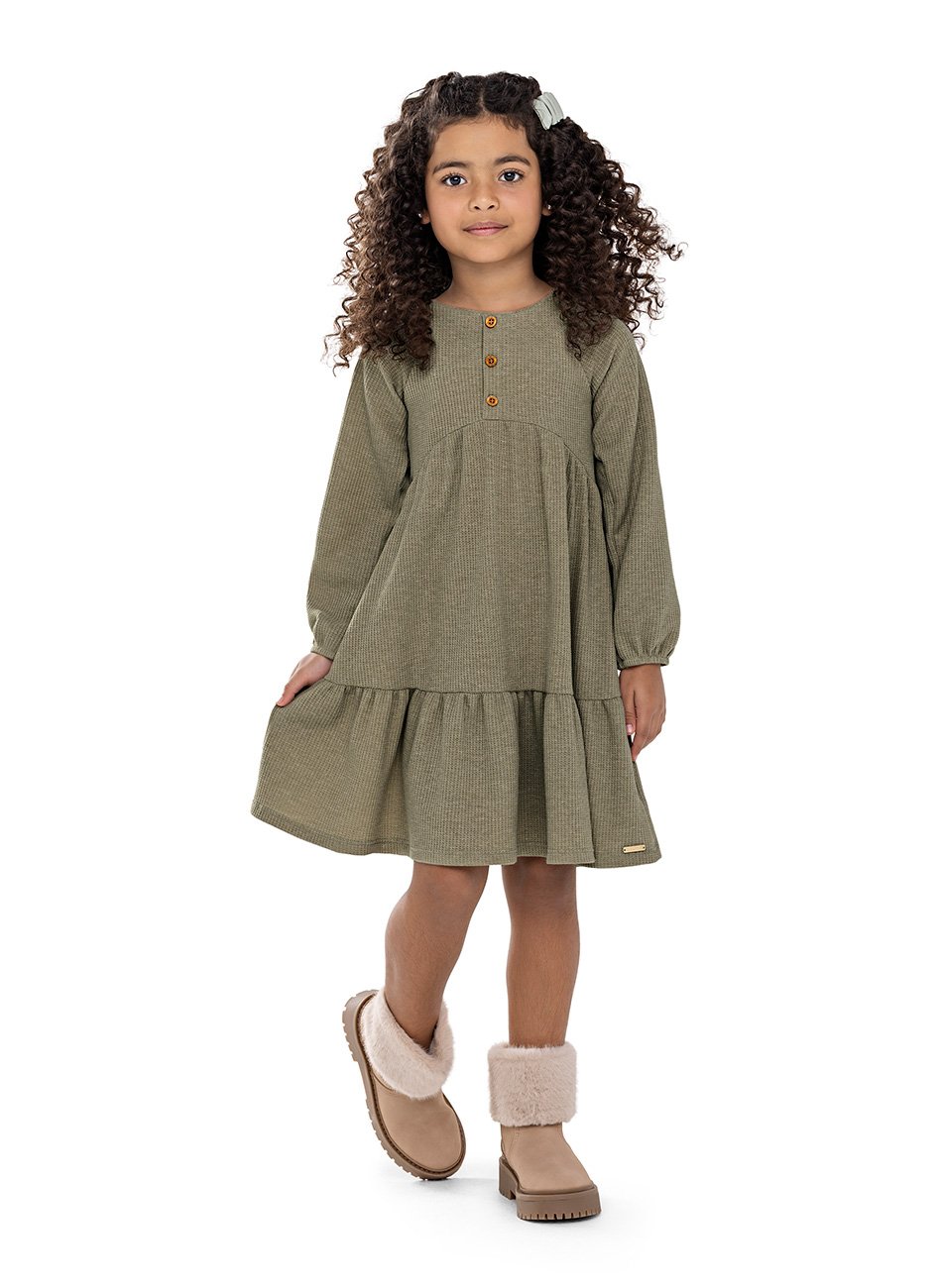 Vestido Malha Nikko Infantil Menina - Alakazoo - Azul Escuro
